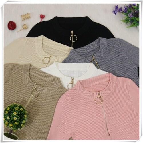 Autumn/Winter New Knit Slim Sexy Ring Zipper Women Sweater 2020 Long-sleeved O-neck Female Jumper Soft Pullover