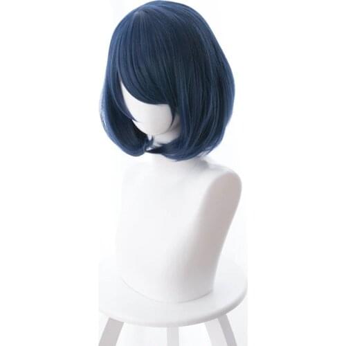 Domestic Na Kanojo Tachibana Rui Cosplay Wig 30cm Short Straight Heat Resistant Synthetic Hair Navy Blue Bob Anime Party Wig