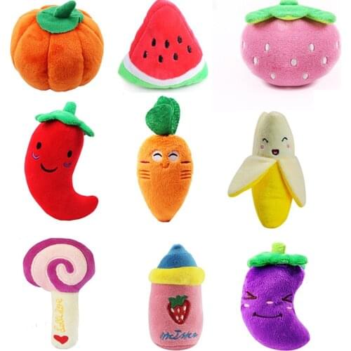 Pawstrip 1pc Fruit Dog Toys Squeaky Soft Plush Puppy Toys Interactive Dog Sound Toys For Small Dogs