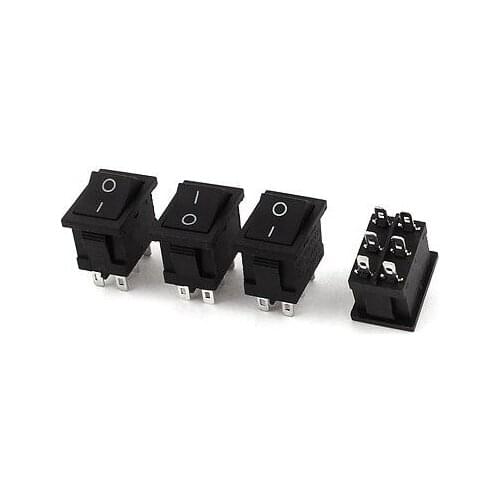 AC 250V 6A 125V 10A DPDT ON-OFF 2 Position 6pin Boat Rocker Switch 4Pcs