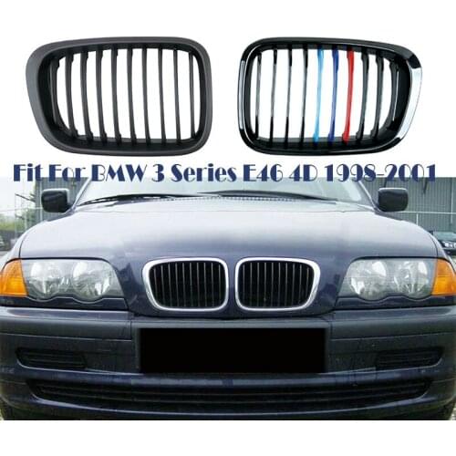 1set Front Bumper Racing Grills Kidney Grilles For BMW E46 Accessories 4doors 3 series 1998-2001 M Power Performance