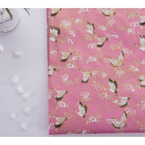 Pink Japanese Style Bronze Cotton Fabric For Sewing Cheongsam Kimono Dolls & Bags Needlework DIY Patchwork Cloth