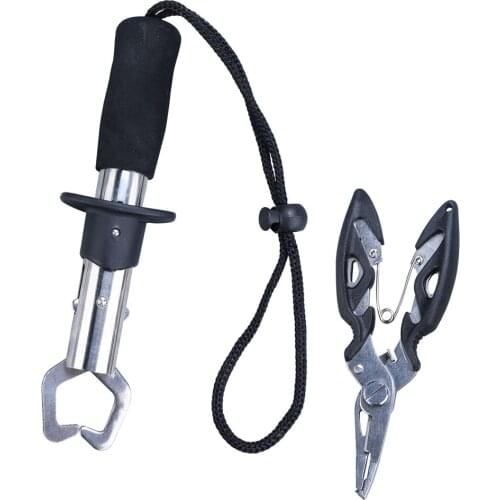 Stainless Steel Fishing Plier Scissor & Gripper Tackle Trigger Grab Kayak