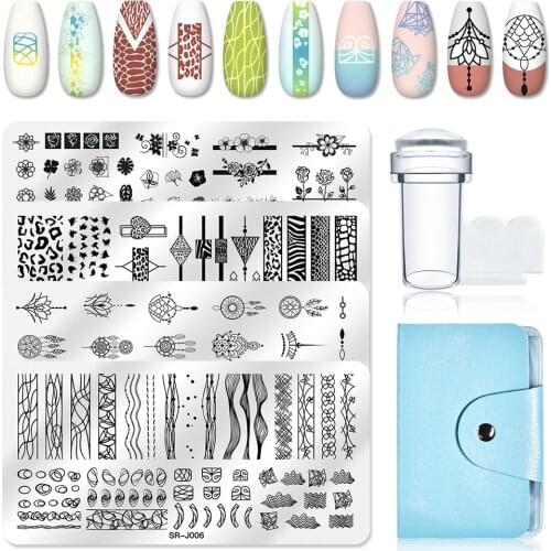 1 Set Nail Art Stamp Plate Leaf Flower Dreamcatcher Snowflake Geometry Lace Nail Polish Print Jelly Stamper Scrapper Tool