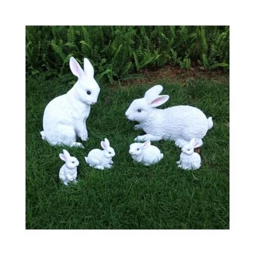Rustic animal sculpture resin rabbit craft outdoor decoration 6pcs/lot garden decoration home Ornaments