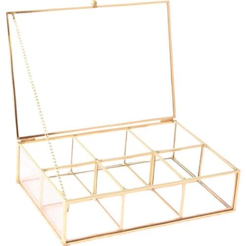 Retro Glass Jewellery Box Lidded Clear Display Storage Countertop Decoration