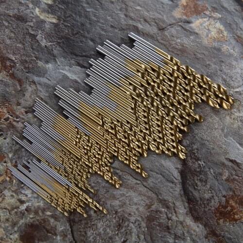 50Pcs 1/1.5/2/2.5/3mm Titanium Coated Drill Bits HSS High Speed Steel Drill Bits Set Tool High Quality Power Tools