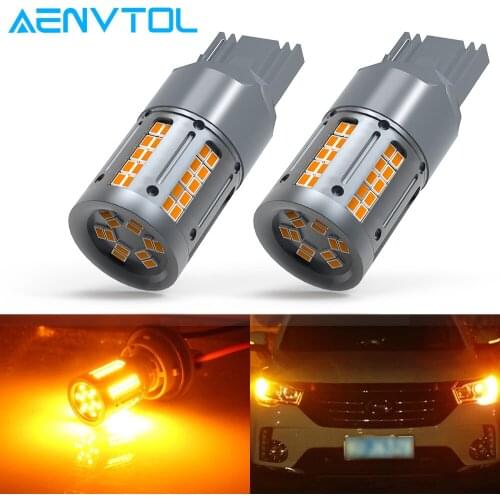 AENVTOL 2PCS T20 W21W Led WY21W 7440 7440NA LED Turn Signal Light Bulbs Canbus Error Free No Hyper Flash 84SMD Amber Yellow 12V