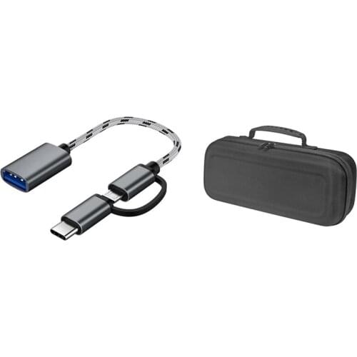 Top 2 In 1 USB OTG Cable Type-C/Micro-USB To USB 3.0 Adapter Data Transfer Cable (Grey) & EVA Case Box For Sony SRS-XB33