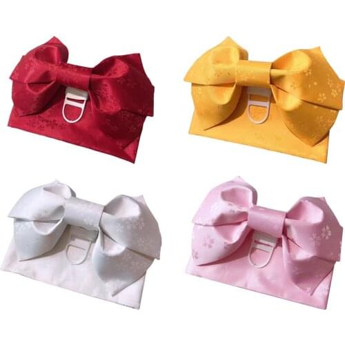 Traditional Kimono OBI Belt Pre-Tied Bow Floral Pattern Japanese DIY Belt Sash Tsukuri OBI Yukata Cosplay