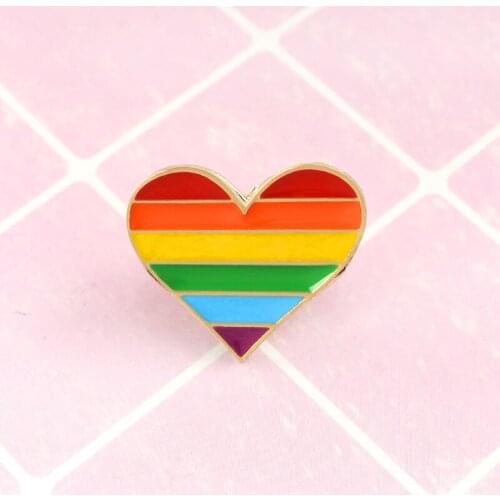 Trendy Rainbow Colorful Heart Enamel Pins Badge Pride LGBT Flag Brooch Collar Lapel Backpack Jewelry Accessories For Unisex