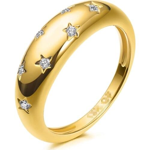 High Quality Simple Zircon Star Ring for Women Fashion Gold Ring Wedding Engagement Birthday Party Jewelry Gifts