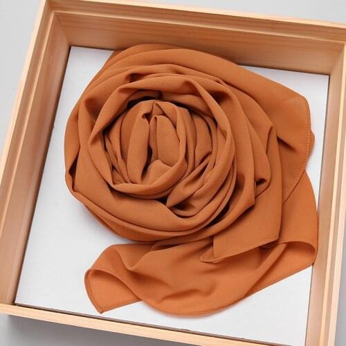 Heavy bubble chiffon women plain scarf hijab wrap solid color shawls headband muslim hijabs