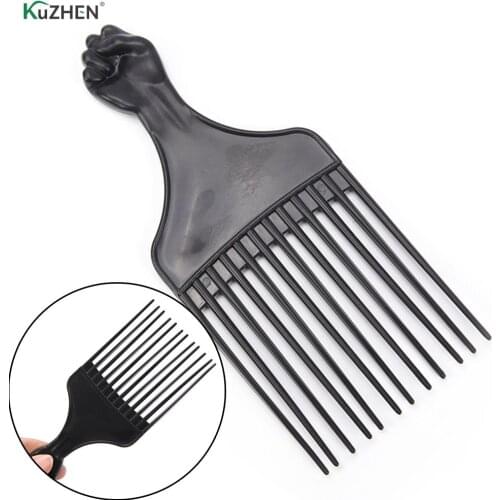 1Pcs Wide Teeth Afro Brush Pick Comb Fork Hairbrush Insert Hair Pick Comb Plastic Gear Comb For Curly Hair Styling Tools