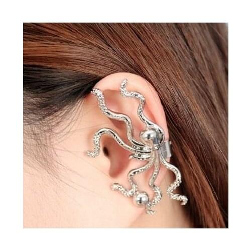 1 Pcs Pip Hop Punk Style Nightclub Show Octopus Earrings For Women Animal Ear Clip Ear Clasp Animal Jewelry Dropshipping Brincos