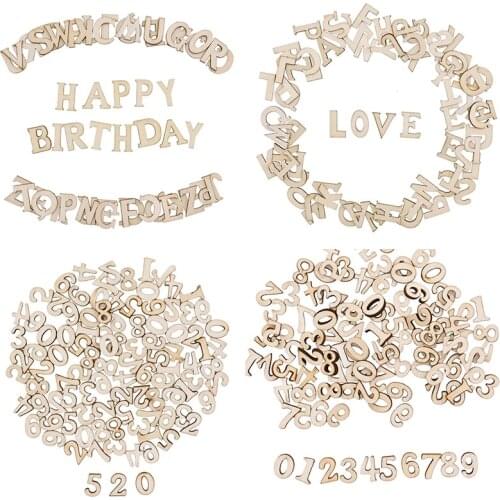 100Pcs Wooden Capital English Letters Alphabet Number DIY Wood Household Decorative Arts Crafts Party Event Decoration