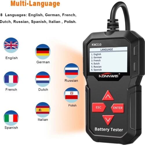 12V Automotive Car Battery Tester Digital Multi Language Analyzer Tester Tool