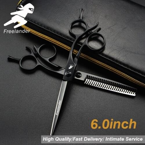 6 inch Professional hair Barber scissors set straight scissors and curved pieces hair care & styling
