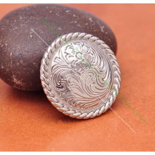 6pc 37mm Silver Western Flower Craved Equestrian Horse Saddle Tack Headstall Bridle Conchos Fastener With Long Screwback