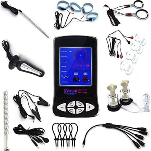 A6HF Torture Stimulator,Electric Shock Plug Dildo Ring Nipple Clamps Urethral Dilator Pad for Electric Stimulation