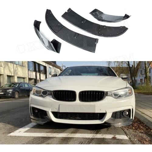 ABS Glossy Black front bumper lip spoiler splitters for BMW 4 series F32 F36 M sport 2014 UP Carbon fiber