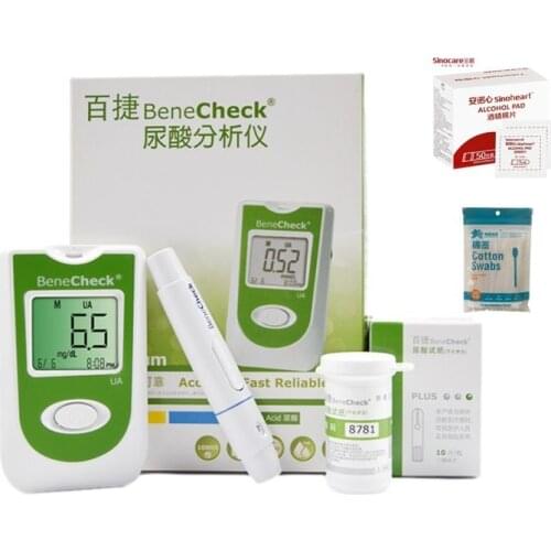 BeneCheck Uric Acid Automatic Meter 10Pcs Test Strips and Lancets Needles for Uric Acid Measurement of Gout Monitor Included
