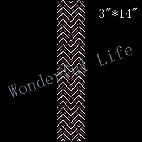Free shipping 3" Two Color Chevron Rhinestone Bow Strip red with white clear crystal