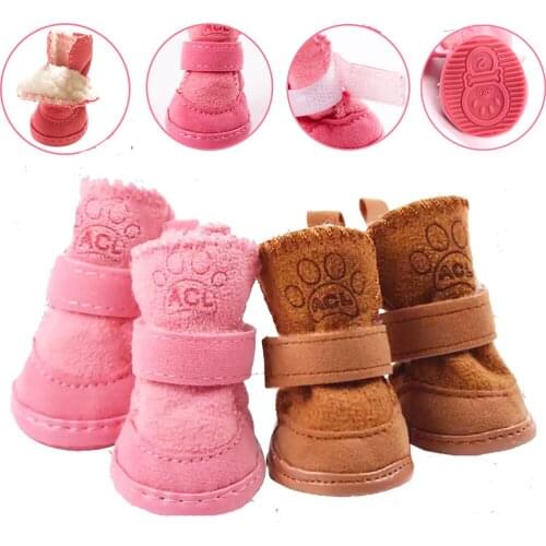 Pet Dog Shoes For Dogs Winter Warm Thick Dogs Snow Boots Shoe Non-slip Boot Female Women Shoes For Small Dog Puppies Accessories