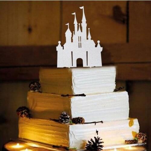 Cake toppers paper banner glitter castle for Cupcake Wrapper Baking Cup birthday tea party decoration baby shower Wh