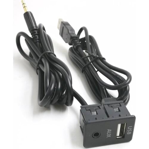 CarPro 100CM Car Dash Flush Mount USB Port Panel Auto Boat 3.5mm AUX USB Extension Cable Adapter for Volkswagen Toyota