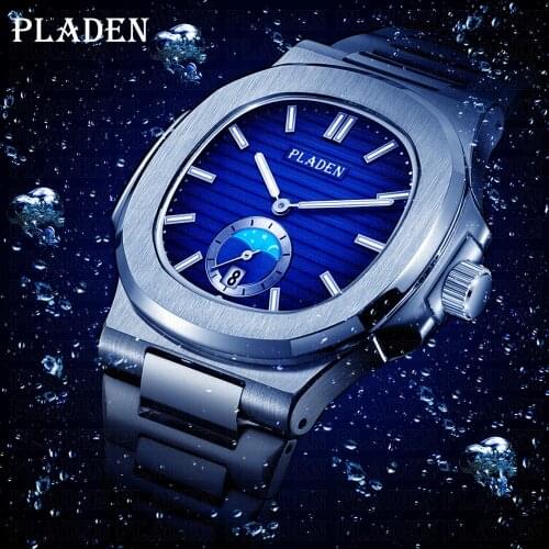 PLADEN Luxury Men Watches Top Brand Fashion Business Stainless Steel Quartz Watch Luminous Male Dive Wristwatch Dropshipping