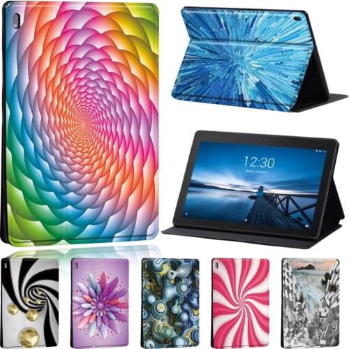 Case For Lenovo Tab E10 10.1 Inch / Tab M10 10.1 inch Printing PU Leather Stand Tablet Shell Folio Cover + Free pen