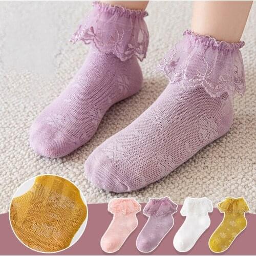 Children Summer Short Lace Socks Kids Toddler Girls Spring Princess Mesh Cute Cotton Frilly Ruffle Sock Baby Accessories Fashion