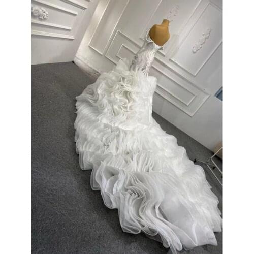 Mermaid Long Wedding Dresses 2021 Stunning Beaded Lace Top Sweetheart Off The Shouler Tiered African Women Bridal Gowns