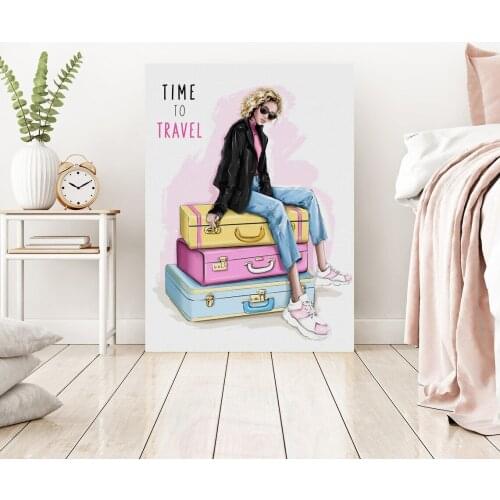Home Decor Canves Painting Print Fashion Wall Art Fashion Prints Trendy Wall Art Girly Travel Pink Wall Art Canvas