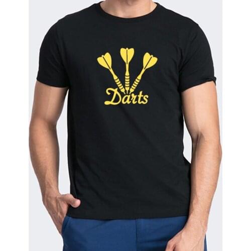 Men Funy Tshirt 26ers Darts Team Short Sleeve O-Neck Graphic Tops Golden Print Effect Tee Men 100%Cotton T Shirt