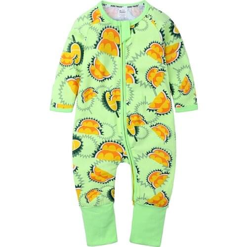 Baby Boys Girls Cotton Zips Romper Durian Print Rompers Newborn Infat Toddler Jumper Sleepsuit Pajama