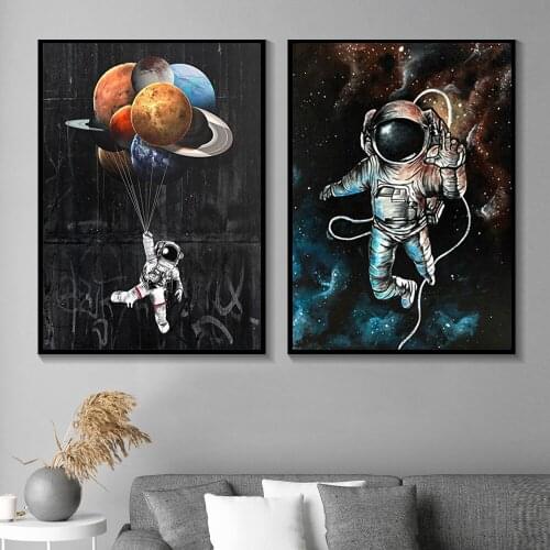 Classic Astronaut Space Dreaming Stars Limit Oil Painting Art Canvas Wall Pictures for Living Room and Prints Home Decortion