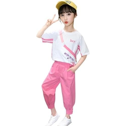 Children Clothing Set 2020 Summer Short+Casual Pants 2 Pieces Toddler Girls Clothes Costume Outfit 3-12 Girls Clothing Sets