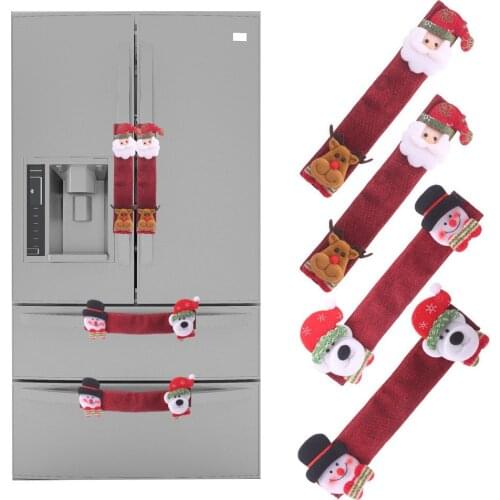 Linen Fridge Handle Covers Christmas Microwave Oven Dishwasher Door Handle Cover Christmas Decorations for Home deco 4pcs/set