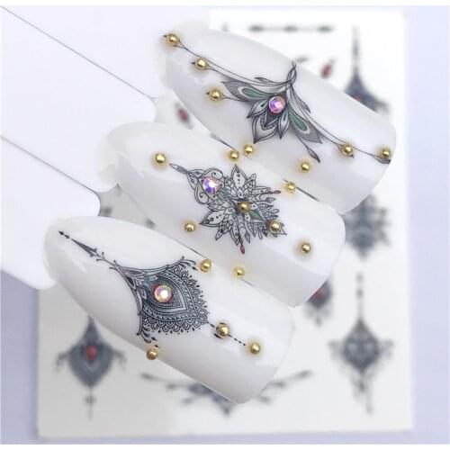 Fashion Stickers for Nails DIY Mandala Crystal Flower Water Sliders Manicure Decor Watercolor Nail Decal Stickers Accessoires