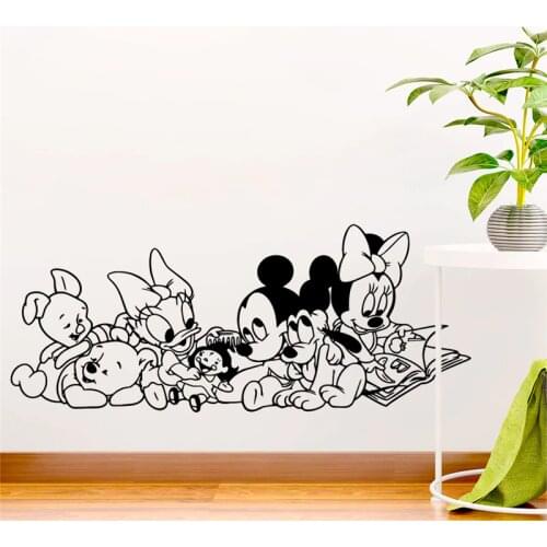 Disney Mickey Minnie Pooh Goofy Wall Decals Kids Rooms Baby Room Home Decor Cartoon Wall Stickers Vinyl Mural Art Diy Posters