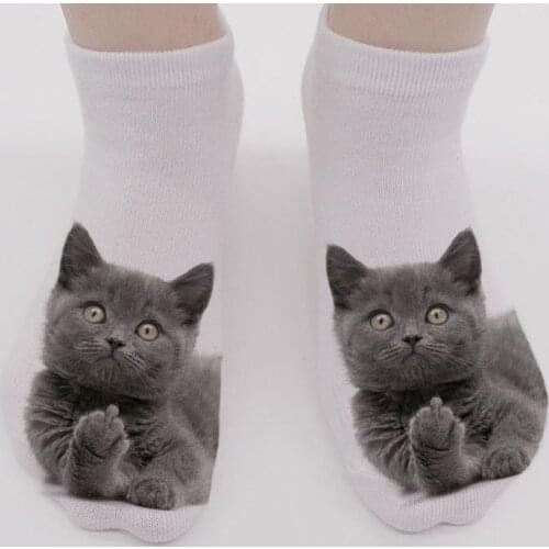 Funny Cat Sock 3D Cat Printed Anklet Socks Low Cut Sports Sock Cute Animals Socks Spring Autumn Home Floor Socks Girls Christmas