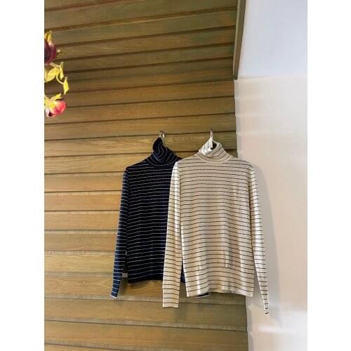 New Ladies Fashion 2021 Sexy Casual Sheep Hair Clip Gold Stripe Base Shirt 1221