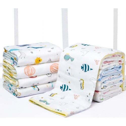 1 Piece Wasoyoli Baby Swaddles 100*150cm 6 Layers Infant Blankets 100% Cotton With Colorful Edge Kids Bath Soft Hold Wraps