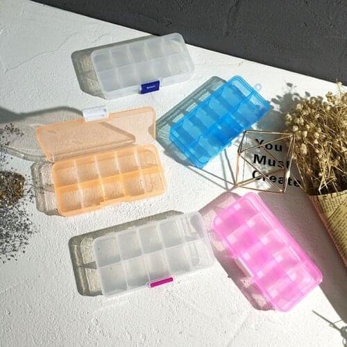 Portable 10 Grid Jewelry Box Ring Earring Necklace Desktop Finishing Cosmetic Storage Box