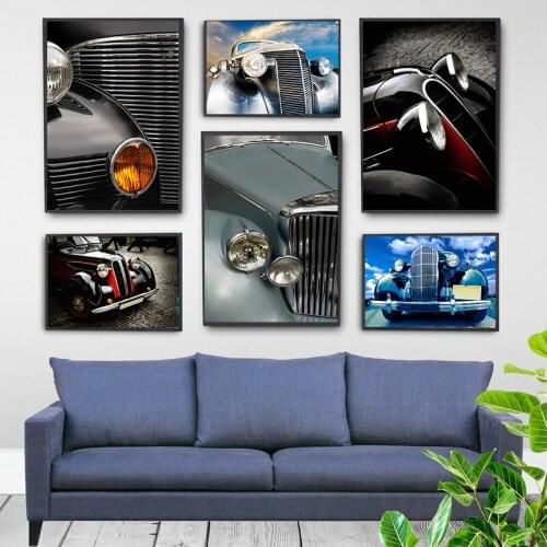 Nordic Poster Retro Car Painting Modular Canvas Wall Pictures For Living Room Modern Home Decoration Art Prints
