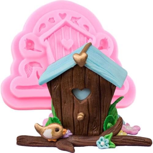 Bird House Tree Branch Flower Leaf Silicone Mold Chocolate Moulds Baby Party Cupcake Fondant Cake Decorating Tools Resin Molds