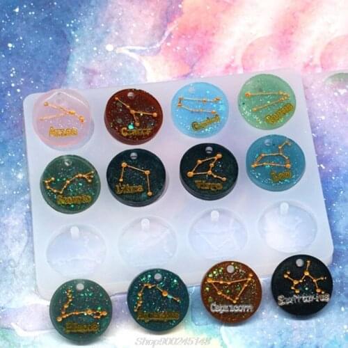 Crystal Epoxy Resin Mold 12 Constellations Pendant Casting Silicone Mould DIY Au11 20 Dropship