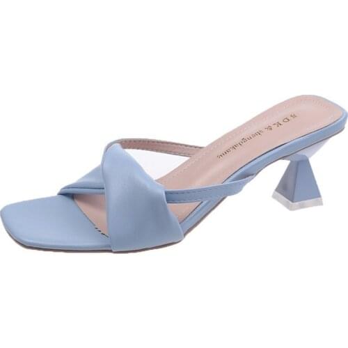 White Spring Office Shoes Women High Heels Pump 5cm Slip On Sandals Sandalias Comfortable Ladies Tenis Casual Open Gladiator